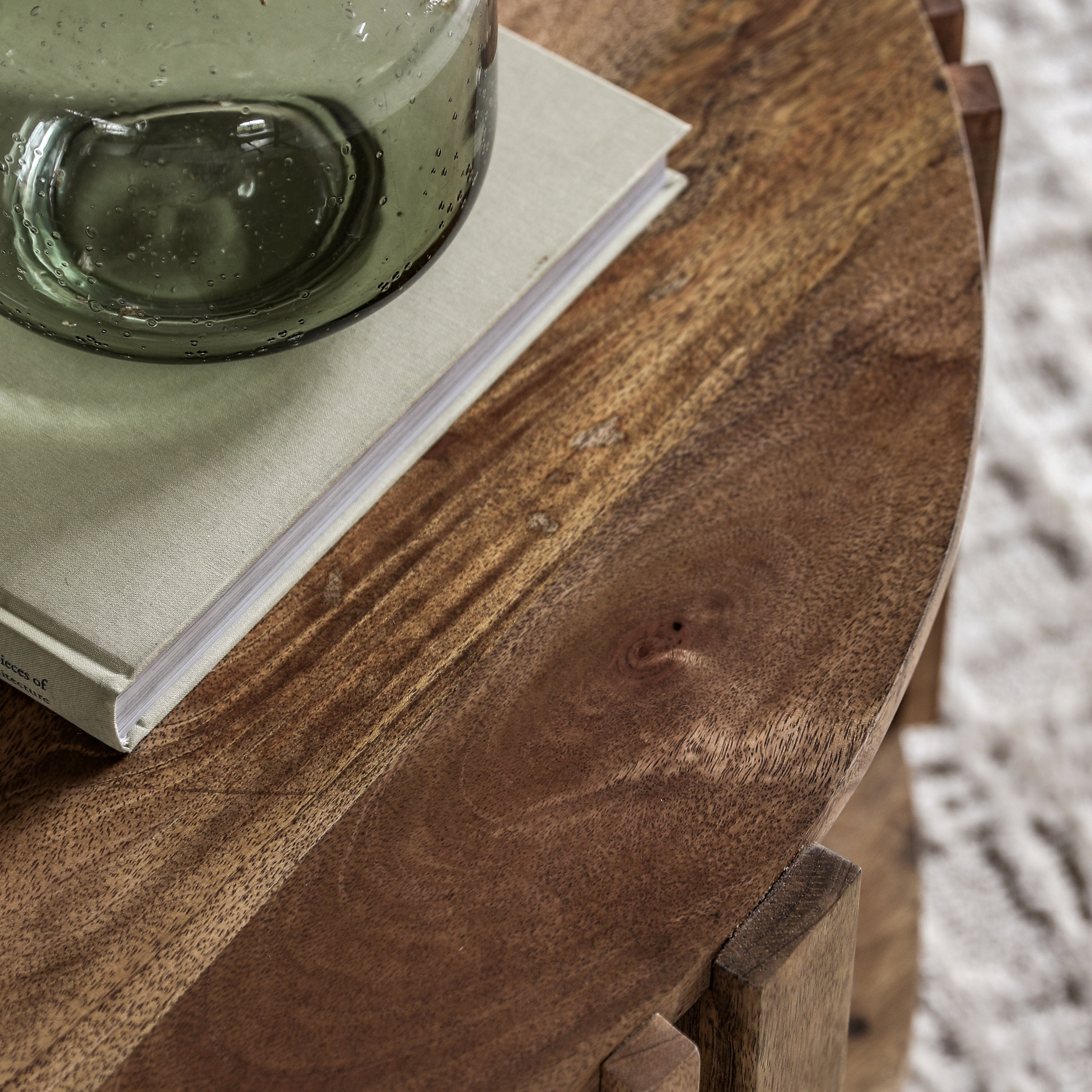 Alvin Slatted Natural Acacia Wood Round Coffee Table